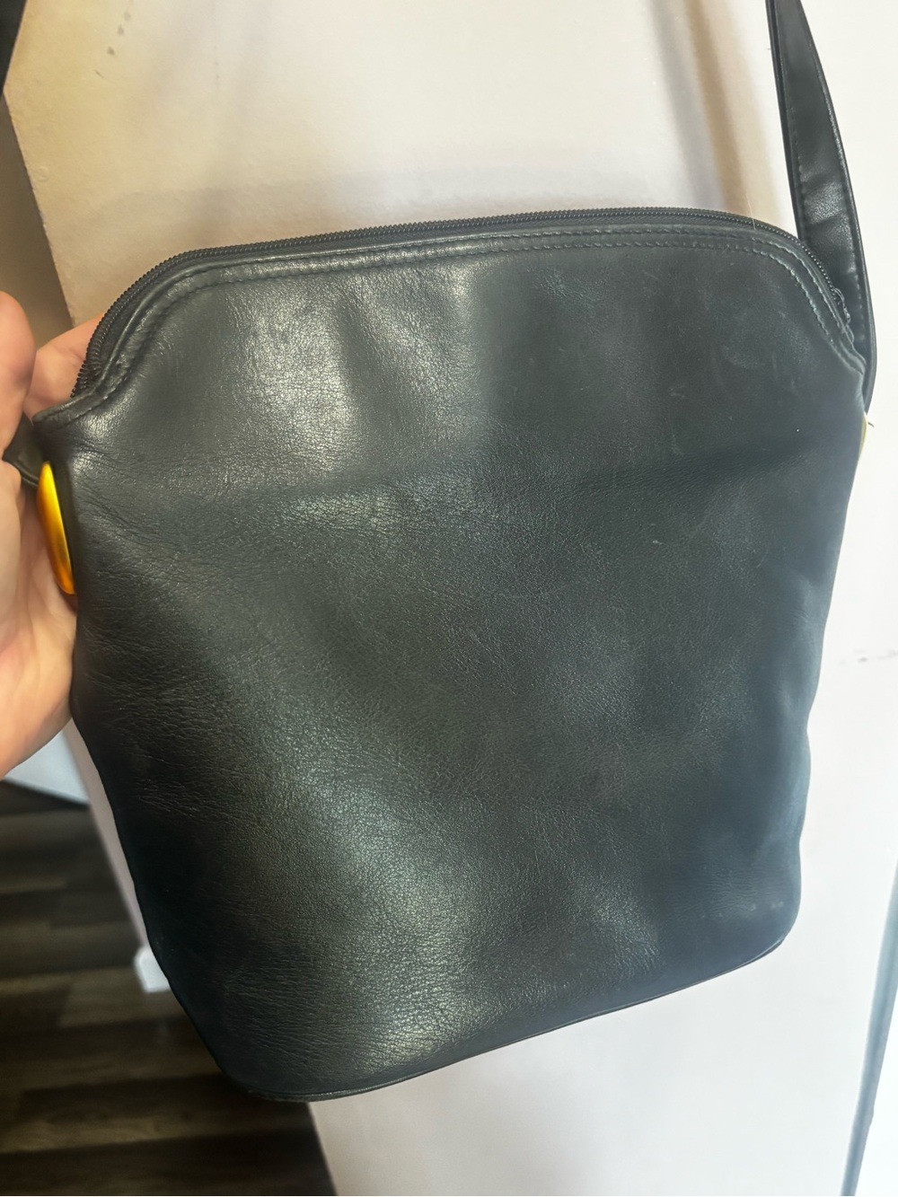 Vintage Black Leather Crossbody Bag